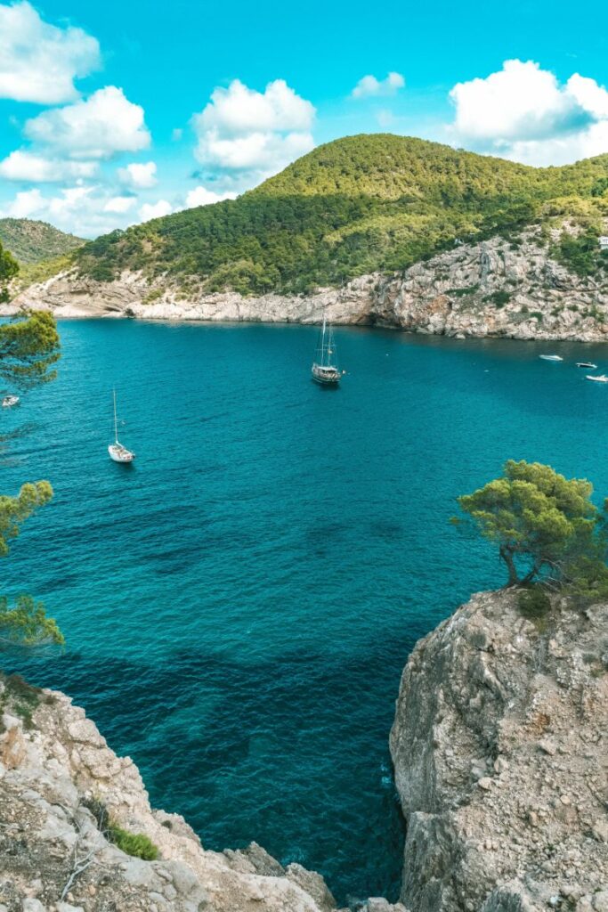 Boats in the ocean of Ibiza, Spain