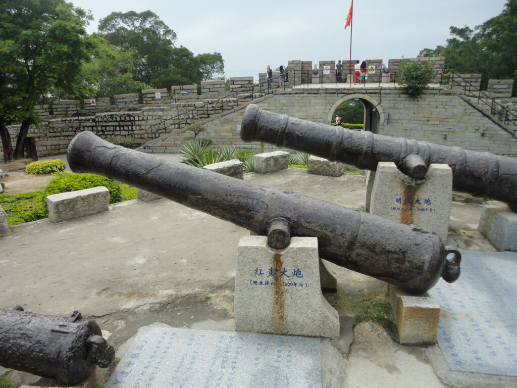 Abundant cast iron cannon at Hulishan Cannon Fort