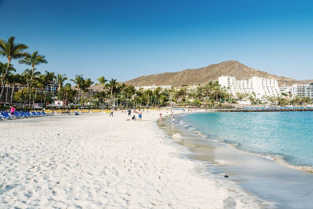 White sand shores at the Gran Canaria in Spain