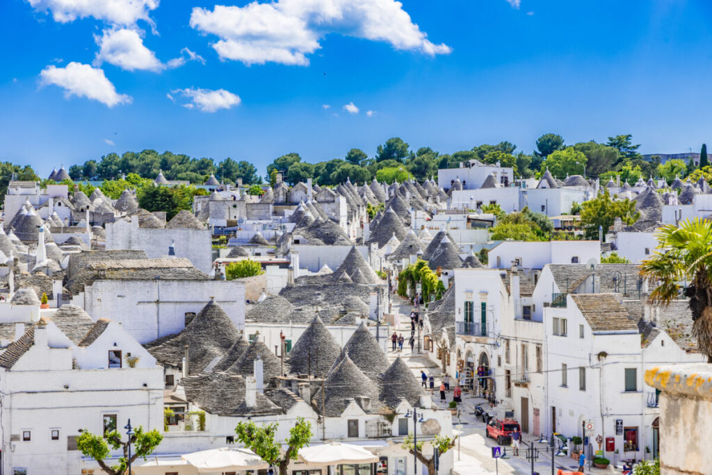 Aerial view of the Trulli houses at the Alberobello, Italy