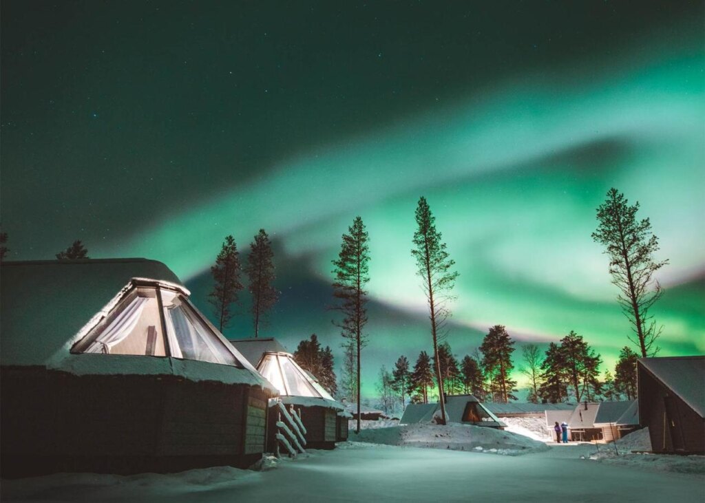 Igloos at the Apukka Resort and view of the Northern Lands