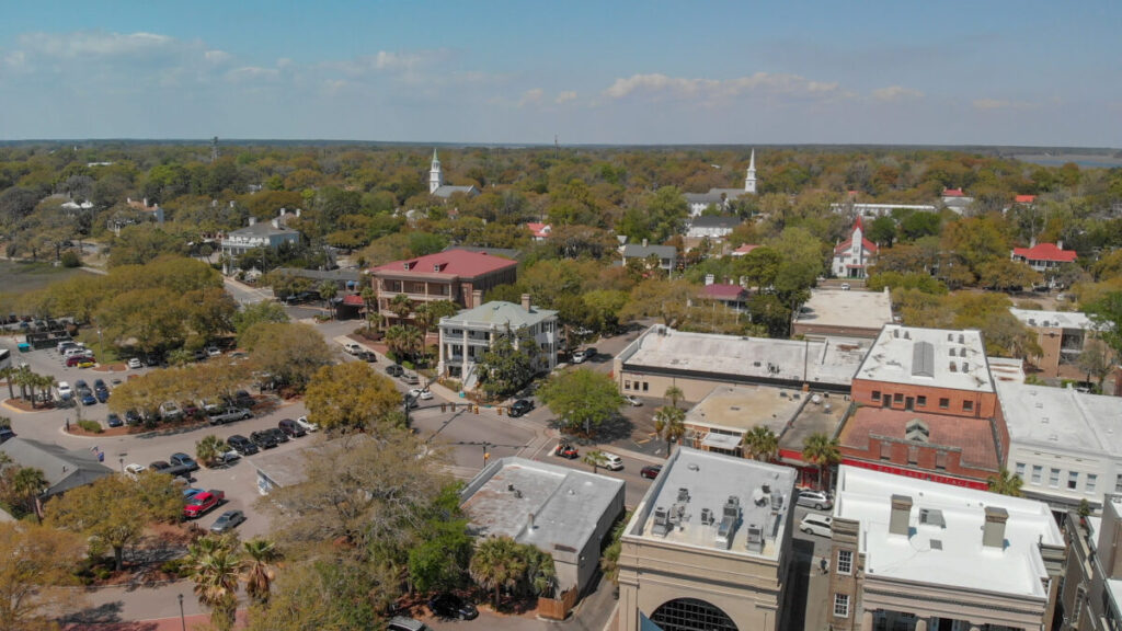 Aerial view of the Beaufort City in South Carolina