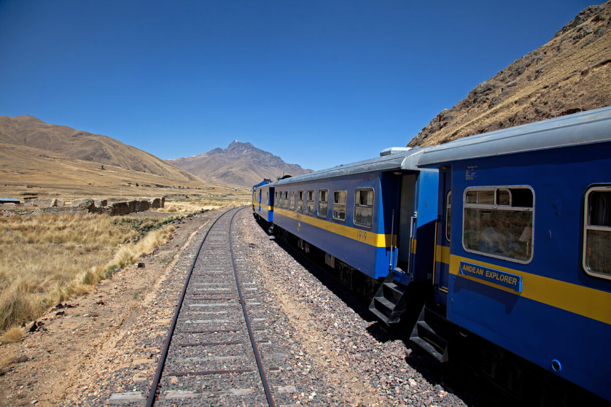 Views from the Andean Explorer Train travelling through the Andes Peru South America