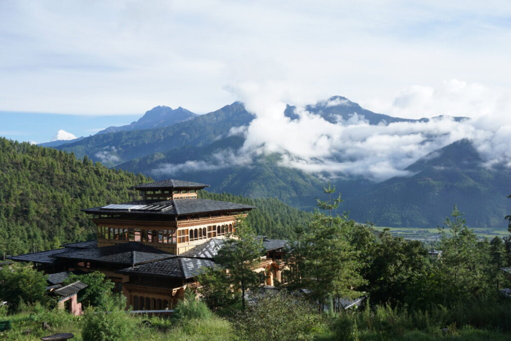 A view of mountain landscape in Paro, Bhutan