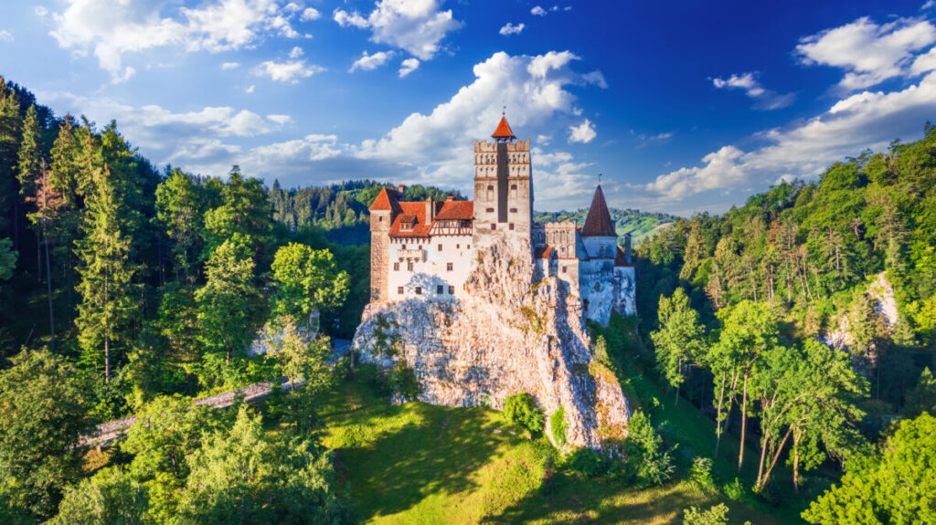 Panoramic view of the Bran Castle in Transylvania, Romania