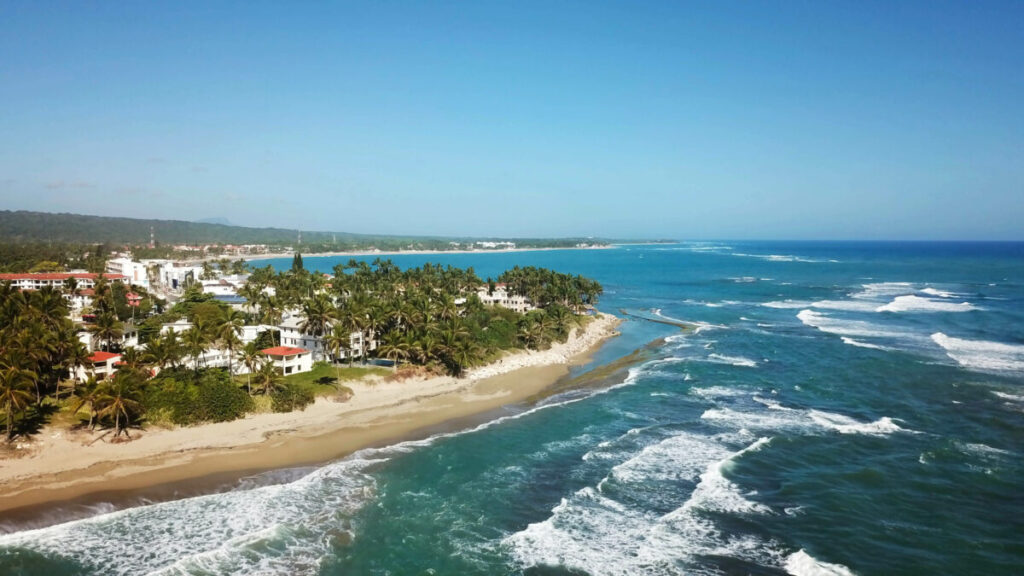 Aerial view of the Cabarete beach in the Dominican Republic