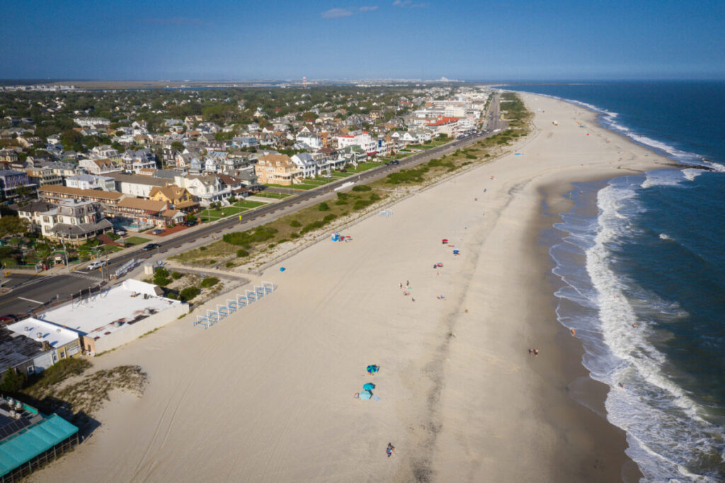 Aerial view of the Cape May coastline in New Jersey