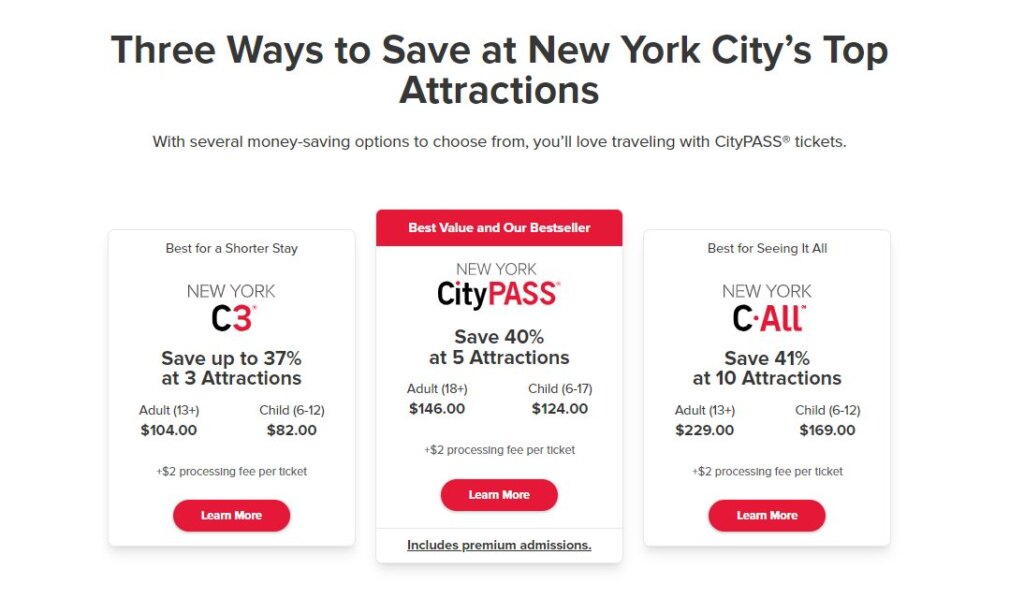 CityPASS New York price Comparison