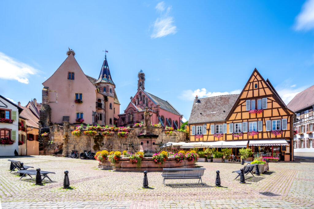 Panoramic view of the Commune Altstadt of Eguisheim in France