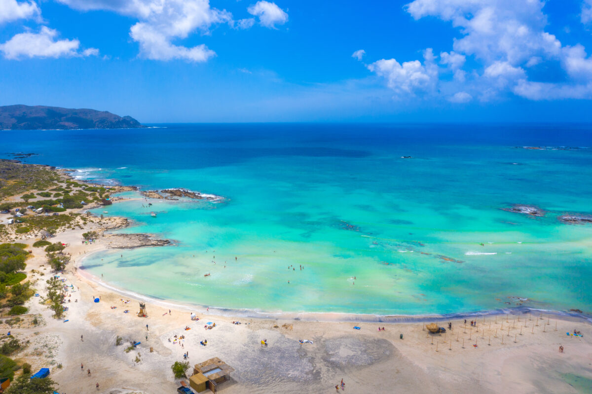 Tropical sandy beach with turquoise water, in Elafonisi, Crete, Greece