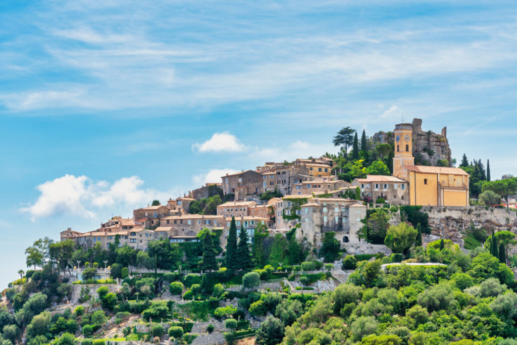 Panoramic view of the Eze medieval village in France