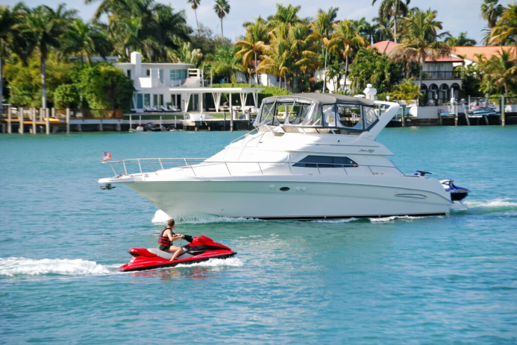 Sport fishing boat and jet ski adventures available at Florida all-inclusive resorts