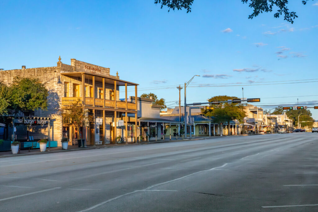 The Main Street or the Magic Mile retail stores in Frederiksburg, Texas