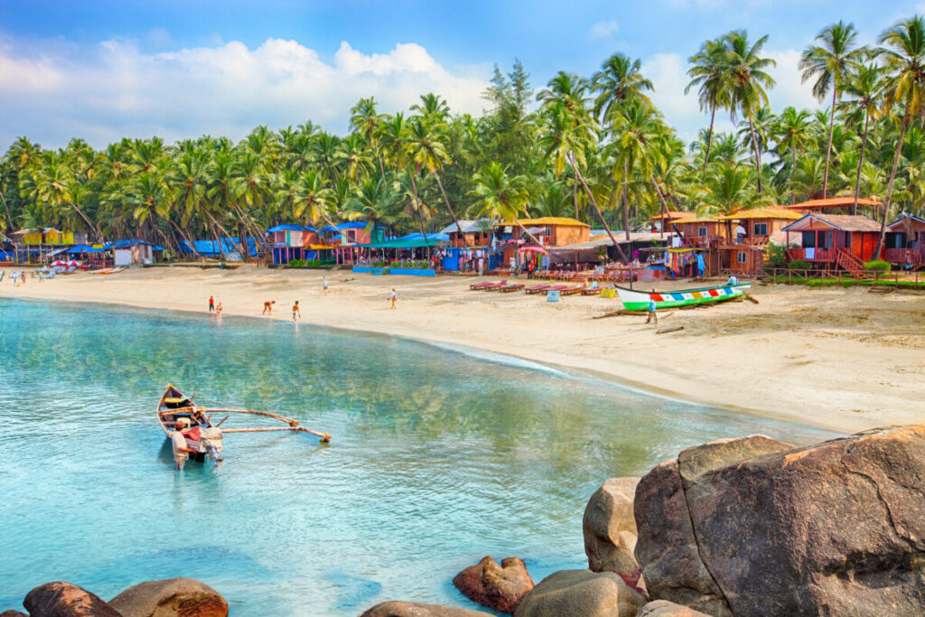 Panoramic view of the Palolem beach in Goa, India