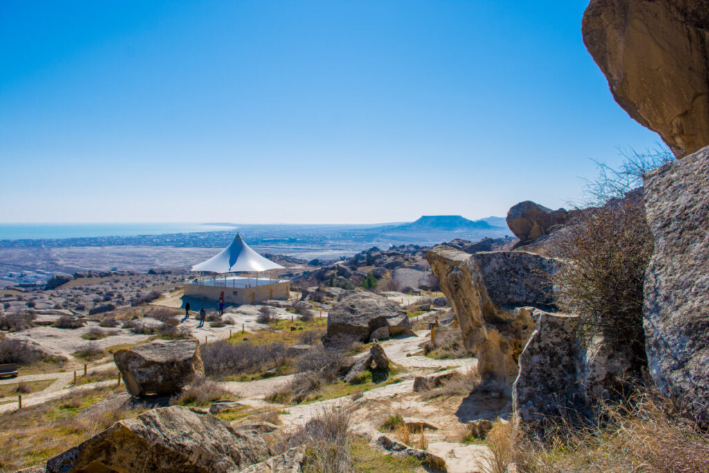 Panoramic view of the Gobustan National Park in Baku, Azerbaijan