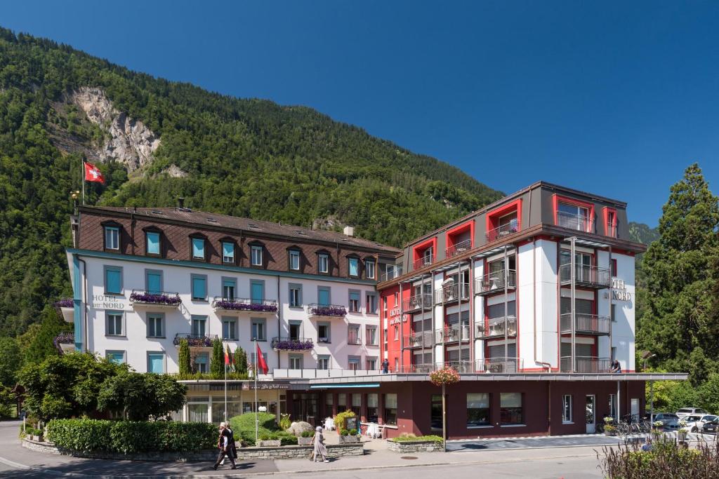 Building exterior of the Hotel Du Nord in Interlaken, Switzerland