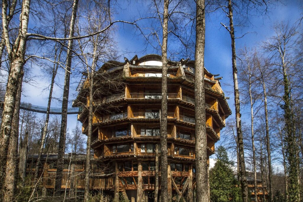 Huilo Huilo Nothofagus Hotel treehouse at Panguipulli, Los Ríos, Chile


