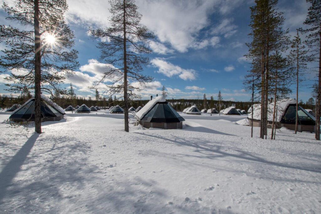 Panoramic view of  Glass igloonvillage in Saariselka, Finland