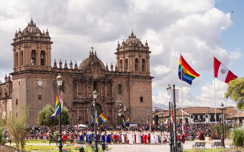 Inti Raymi celebration held at the Plaza Mayor de Cusco  in Peru