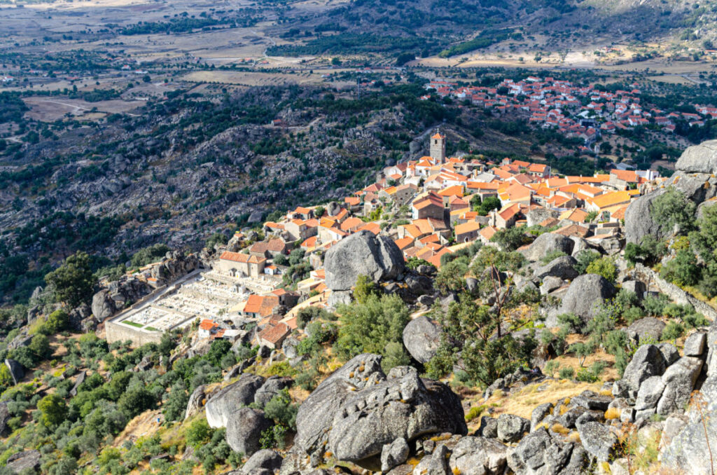 Aerial view of Monsanto medieval village in Portugal