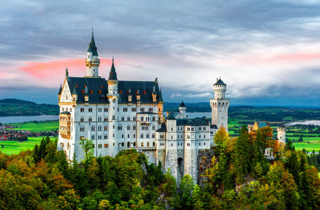 Close-up of the Neuschwanstein Castle in Schwangau, Germany