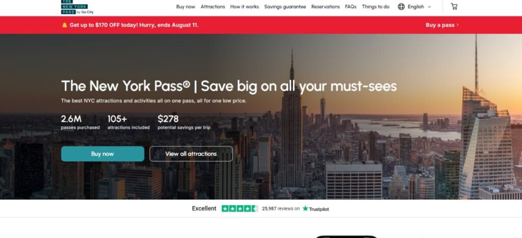 New York Pass Website Landing Page