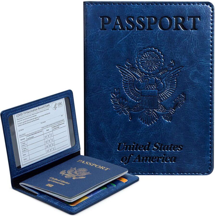Premium RFID-blocking passport holder with multiple card slots and document storage