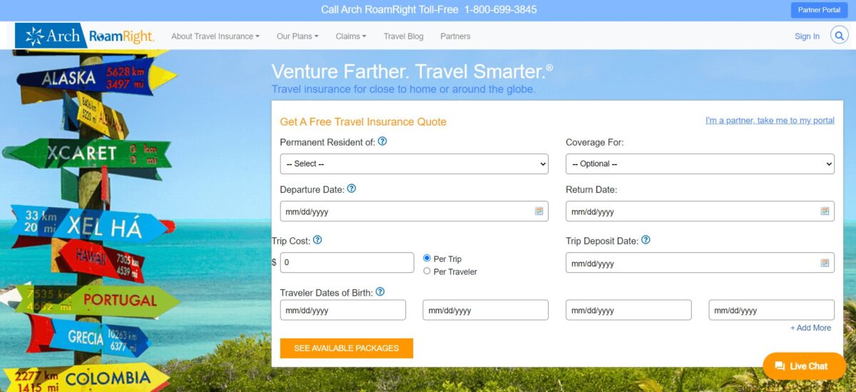 RoamRight website landing page