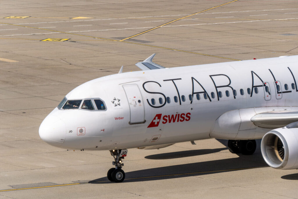 Close-up of the Star Alliance Swiss International Air Lines Plane