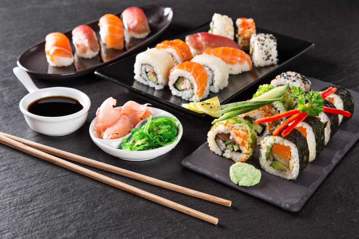 Omakase sushi selection featuring fresh tuna and sea urchin at Tokyo fish market restaurant