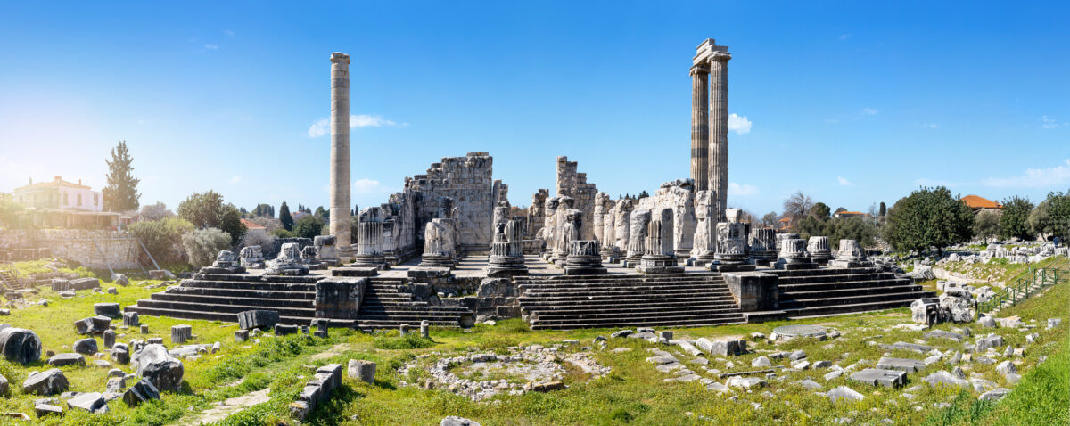 Wide angle photo of temple of apollo in didyma ancient city. 