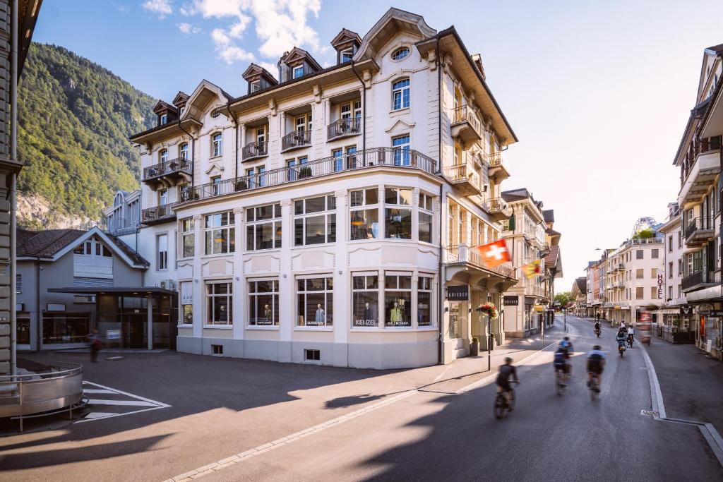 Building exterior of The Hey Hotel in Interlaken, Switzerland