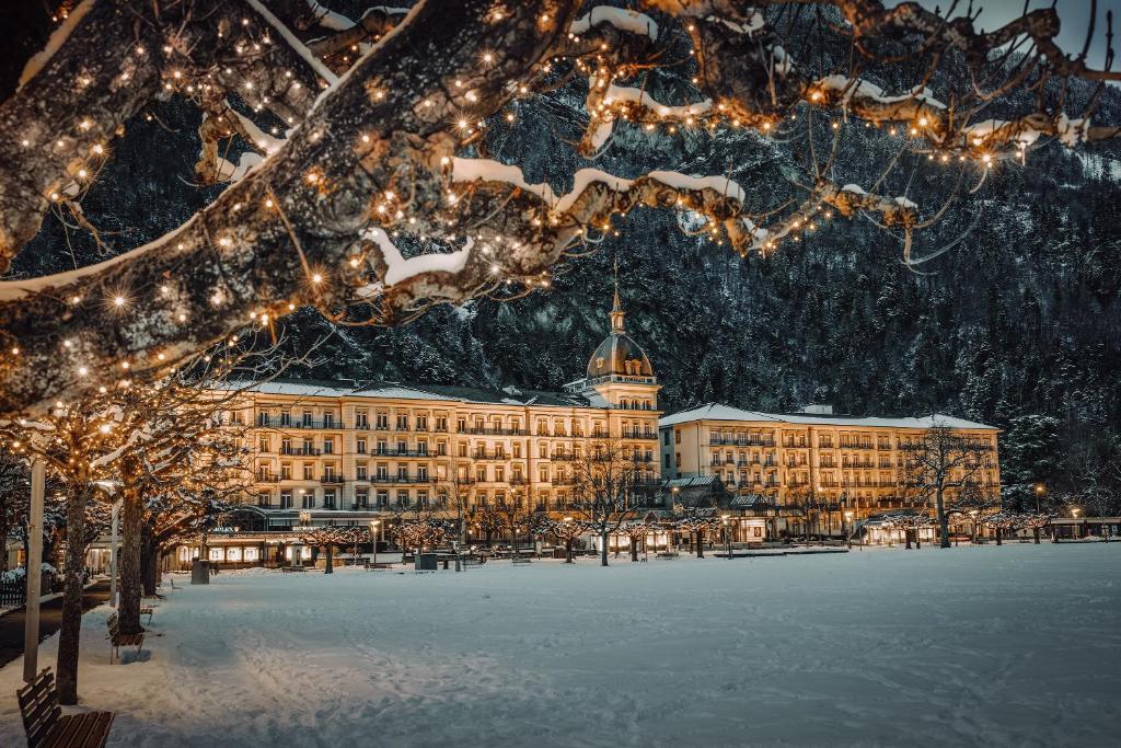 Building exterior and lights at Victoria Jungfrau Grand Hotel & Spa