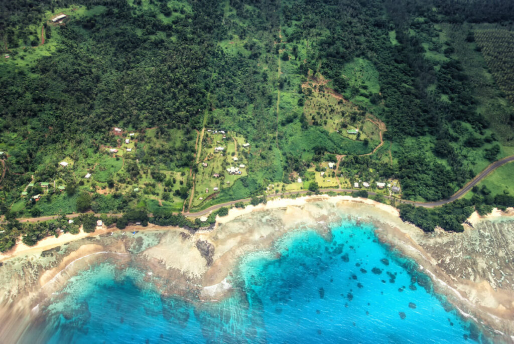 Aerial view of the coastal features of Viti Levu Island