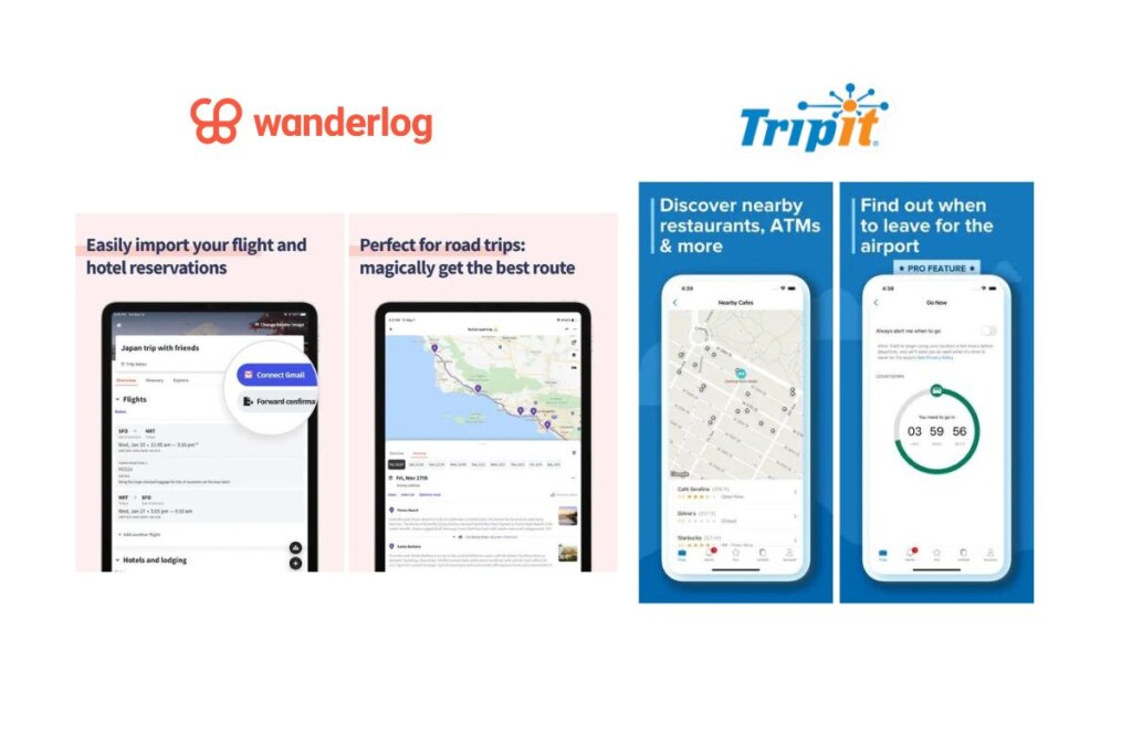 Wanderlog vs TripIt Different App Features